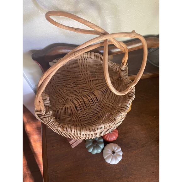 Vintage Primitive Farmhouse Basket Butt Buttocks Gathering Egg Eye Of God Wicker - Picture 3 of 9